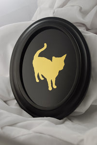 custom mirrored gold sihouette portrait of cat