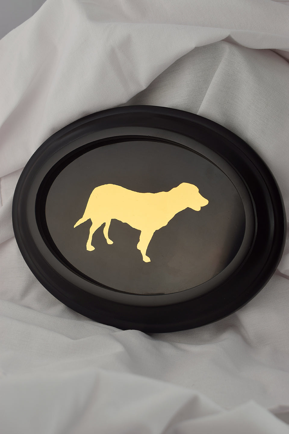 custom mirrored gold sihouette portrait of dog
