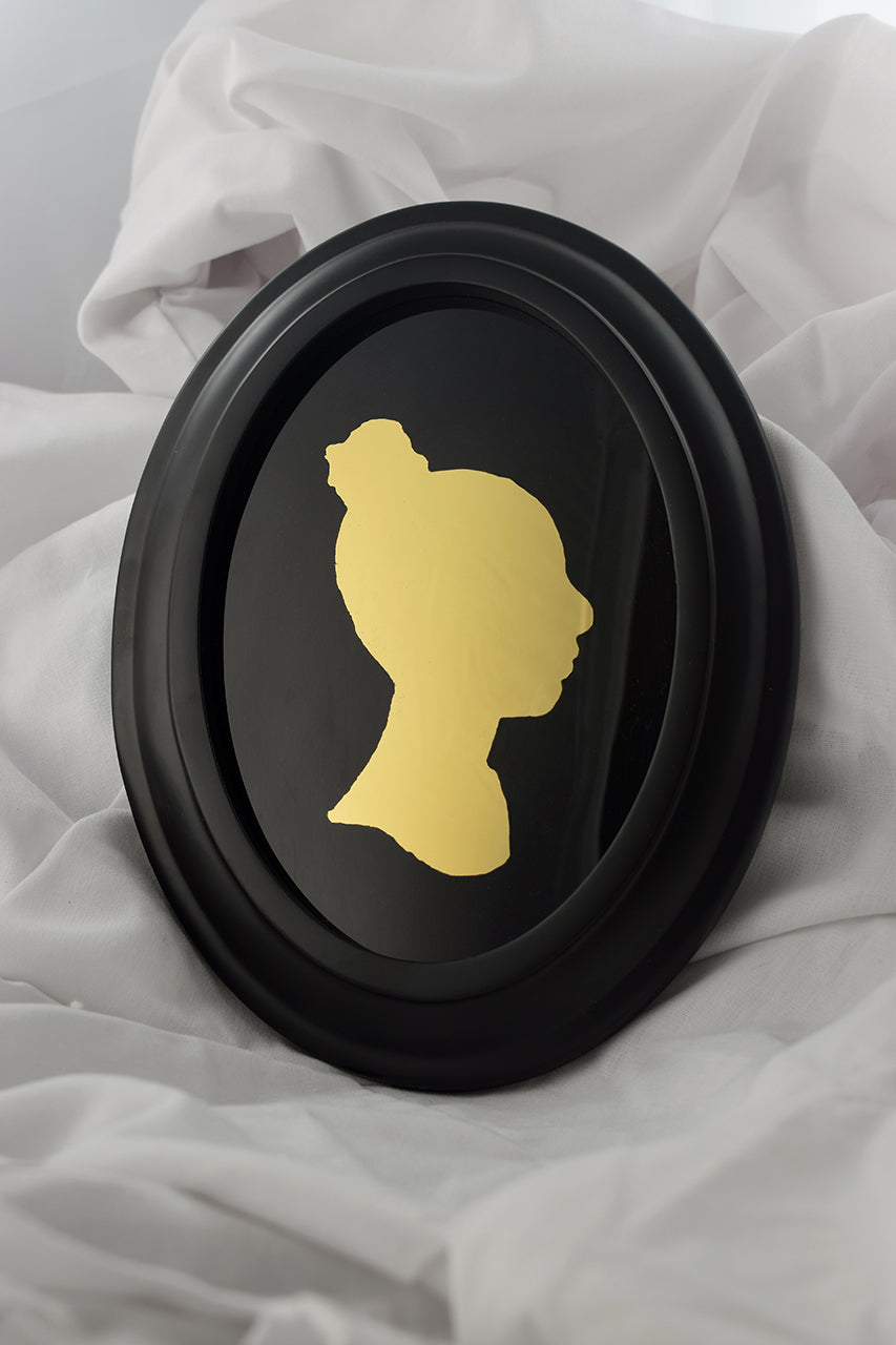 23k gold mirror gilded silhouette portarait of girl